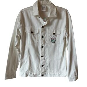 PUSHEEN Denim Jacket NWT Bobasheen Box Exclusive Embroidered White XS